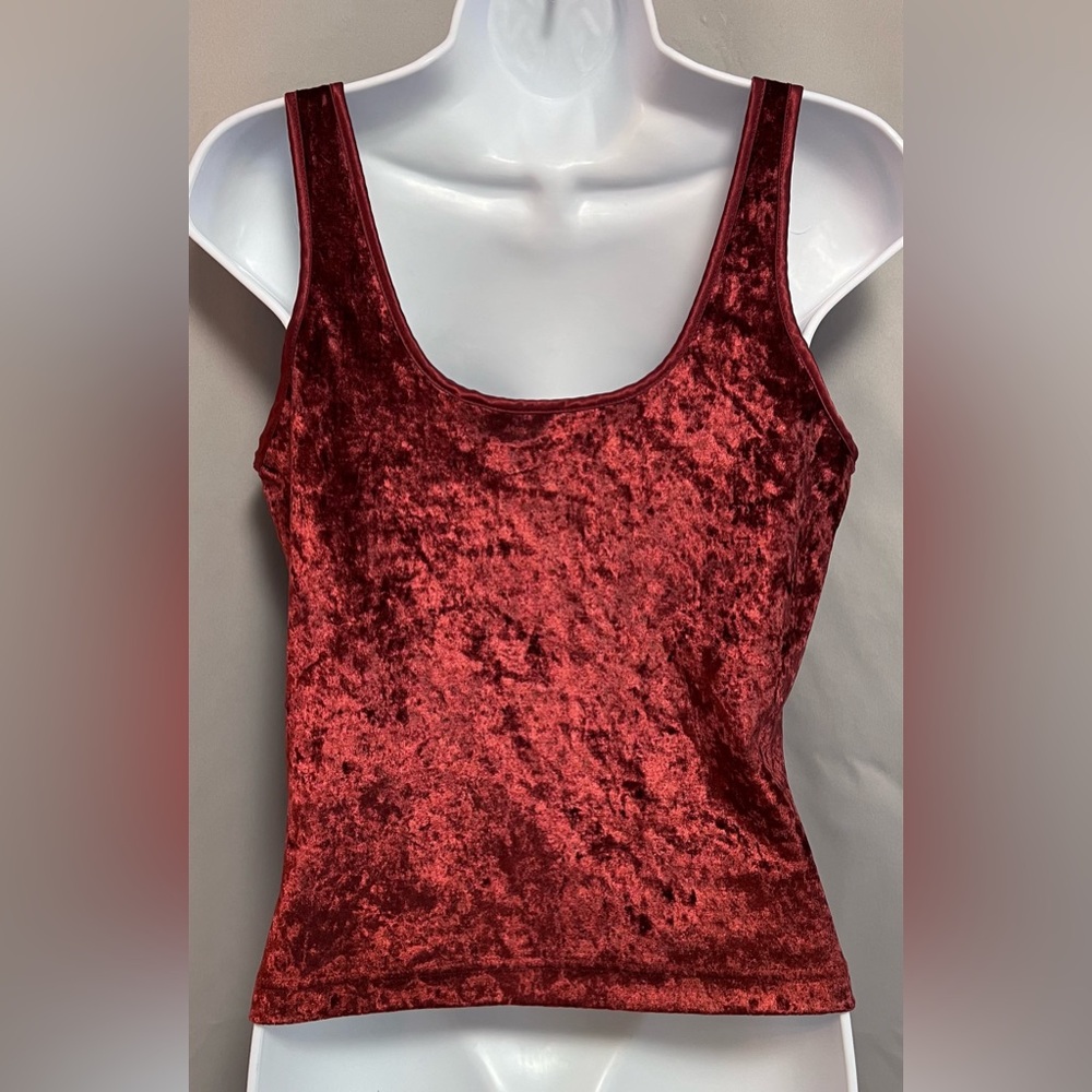 Vintage 90s Red Velvet Tank Cami Top Womens‎ Sz Medium Goth Fairy Grunge Witchy - Picture 3 of 9